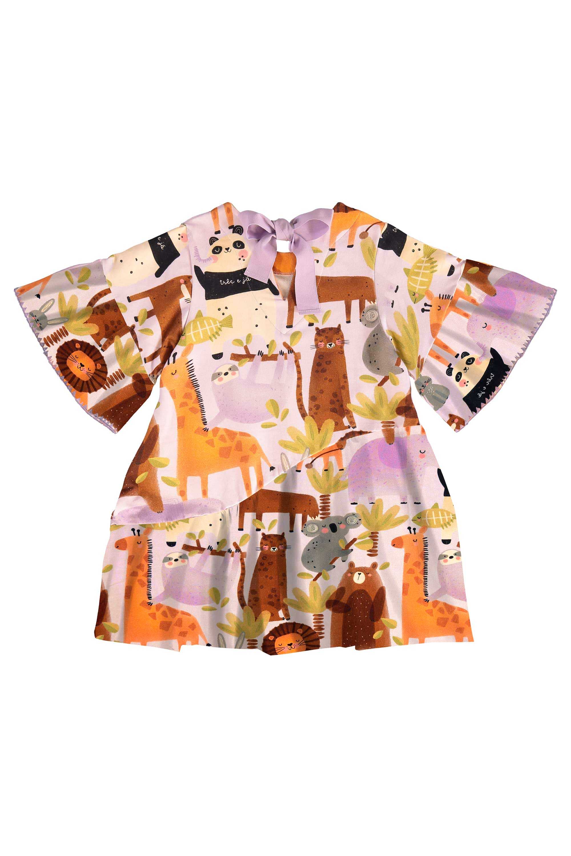 Vestido Safári Encantado Infantil em Molecotton Sem Felpa (Roxo) Três e Já - Imagem 24
